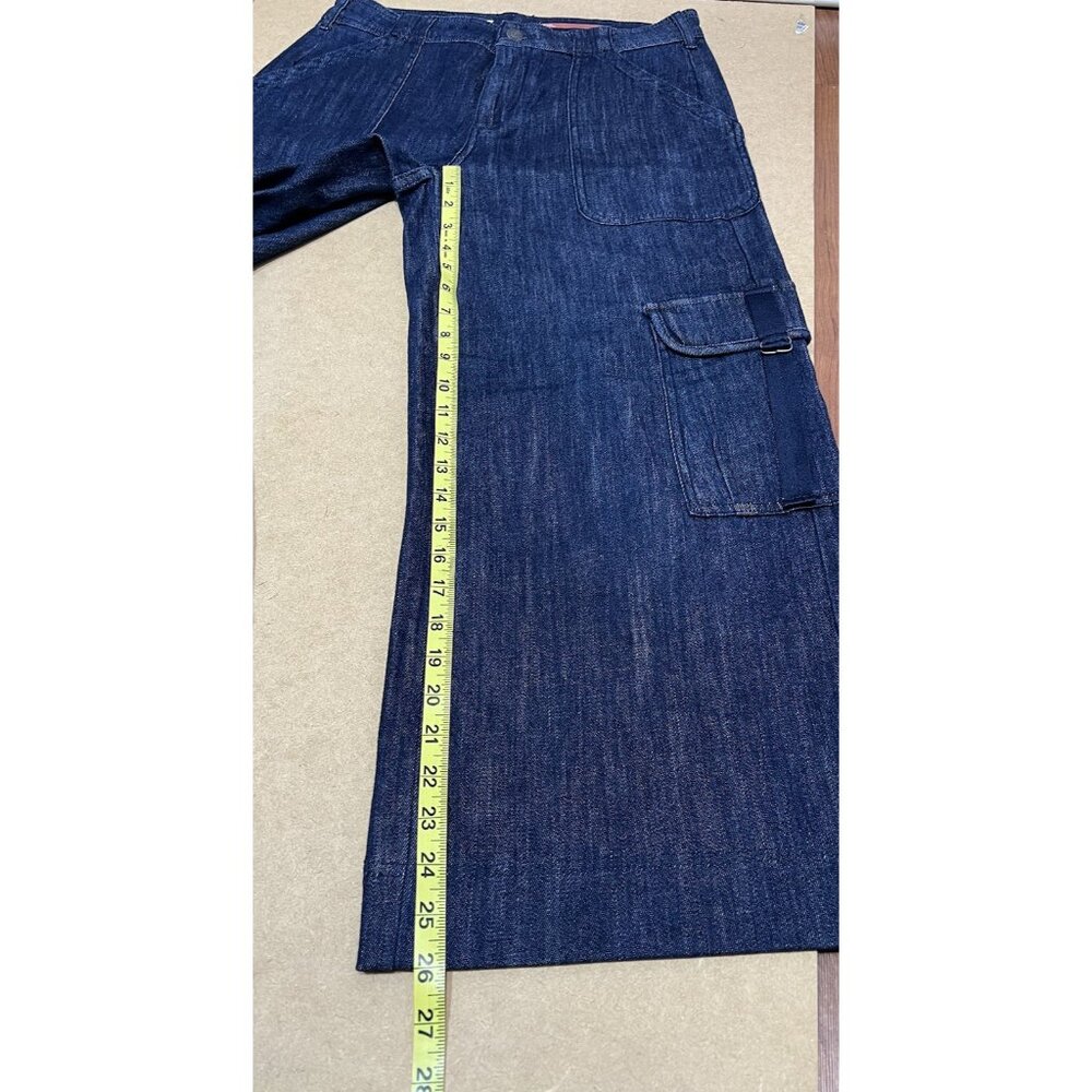 pilcro anthropologie size 27 denim cargo jeans Wide Leg blue Zipper - Picture 7 of 12